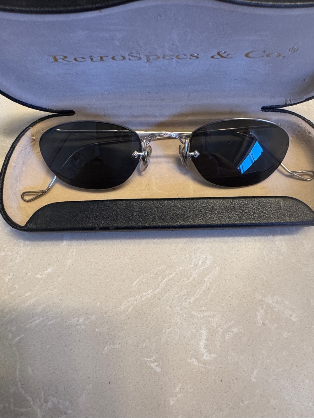 Men’s Rimless Sunglasses - Black Lenses